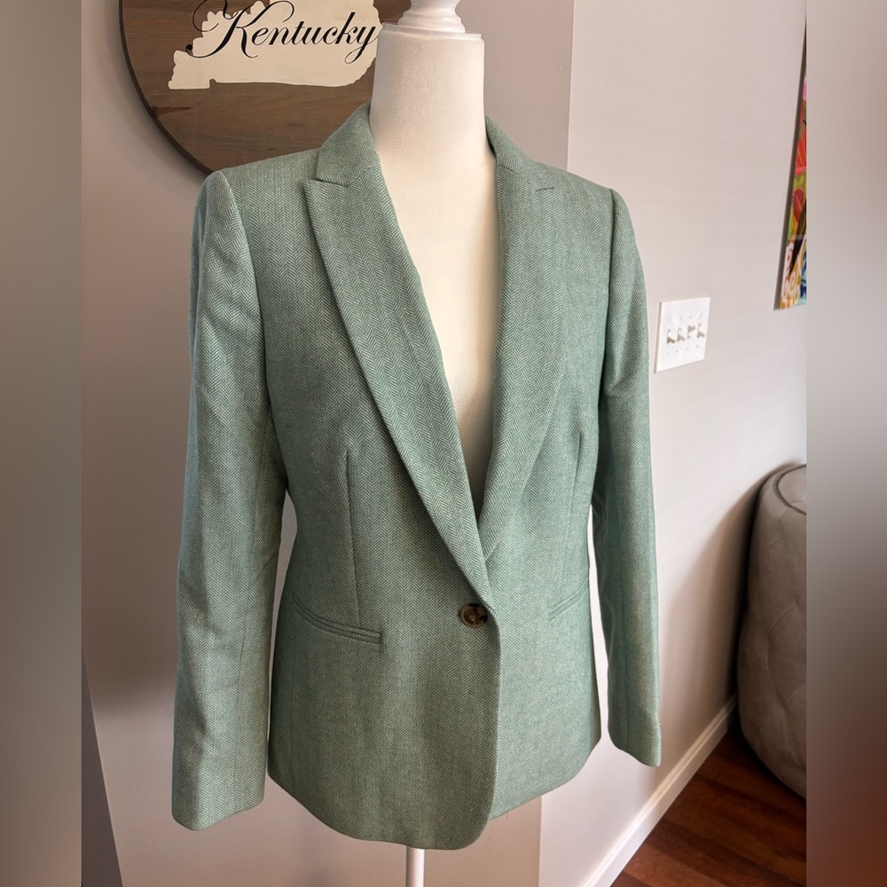 J. Crew Light Green Tweed Women's Blazer